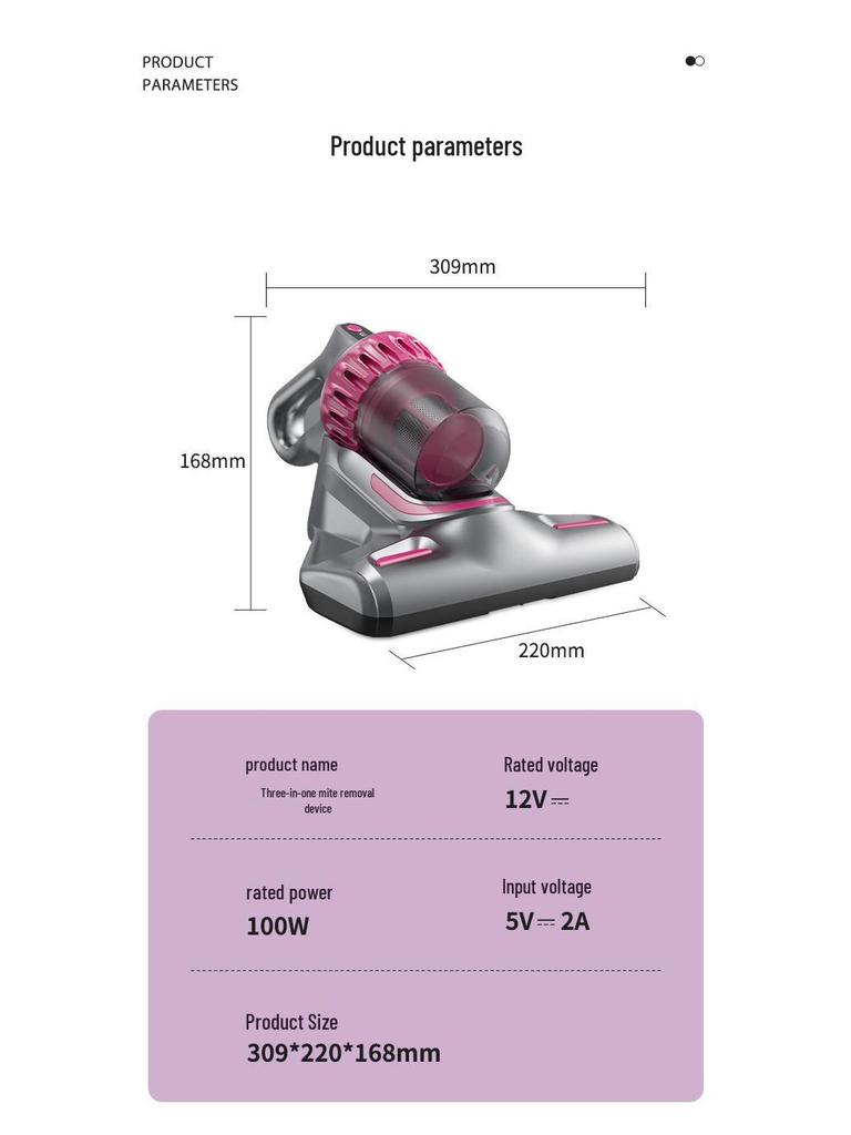 High-Power Anti-Mite Bed Vacuum Cleaner with UV Sterilizer and Dual-Cup System