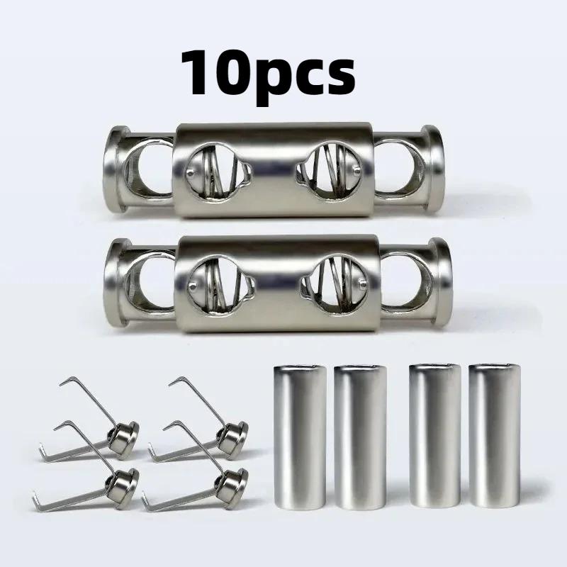 10Pcs Metal Double Hole Head Spring Buckle Cord Lock Elastic Adjustment Shoelace Buckles Tightening Fasteners Locks Sewing Tools