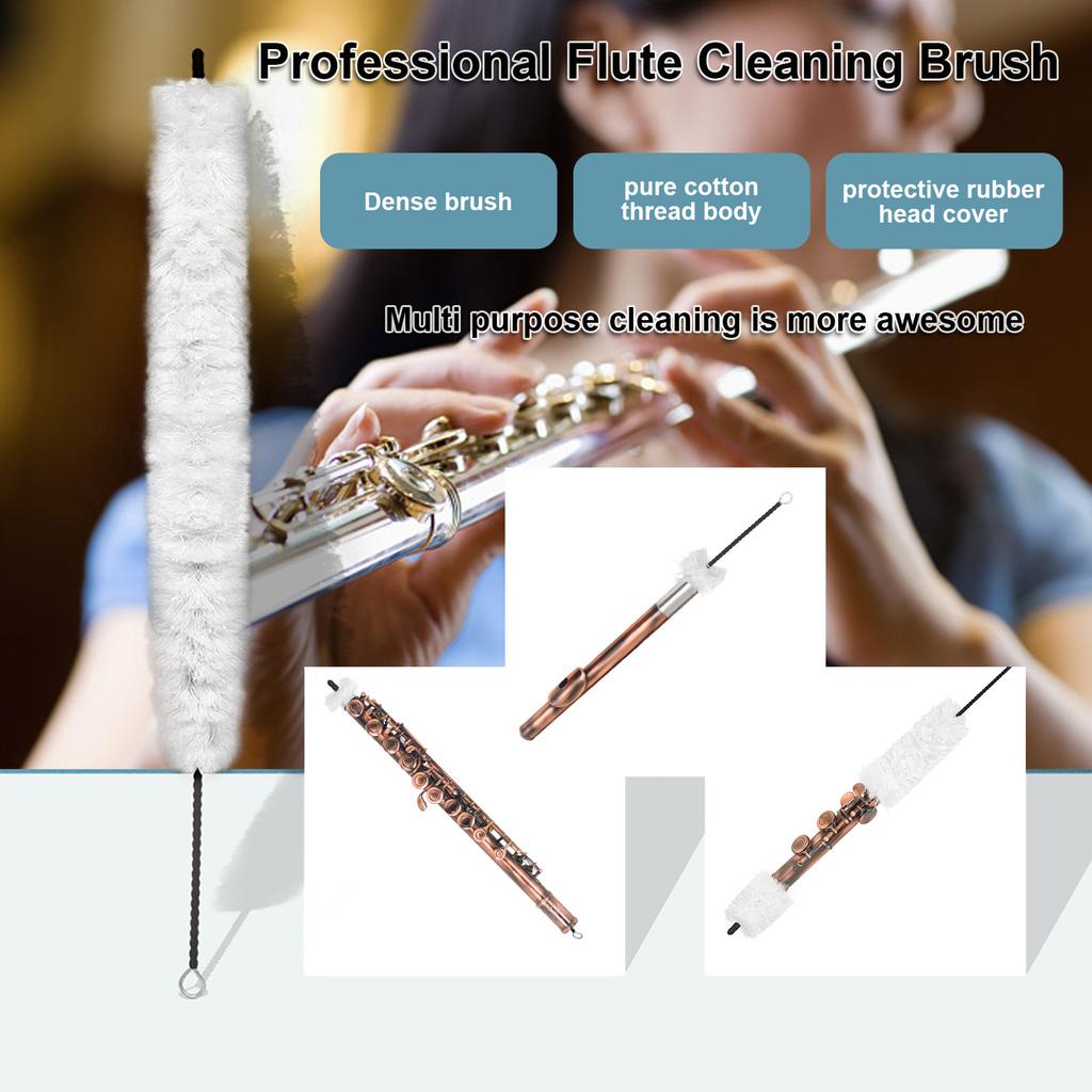15 inch Flute Cleaning Rod Flute Cleaner Cleaning Brush Dust Brush for Inside Tube Maintenance Tool of Flute