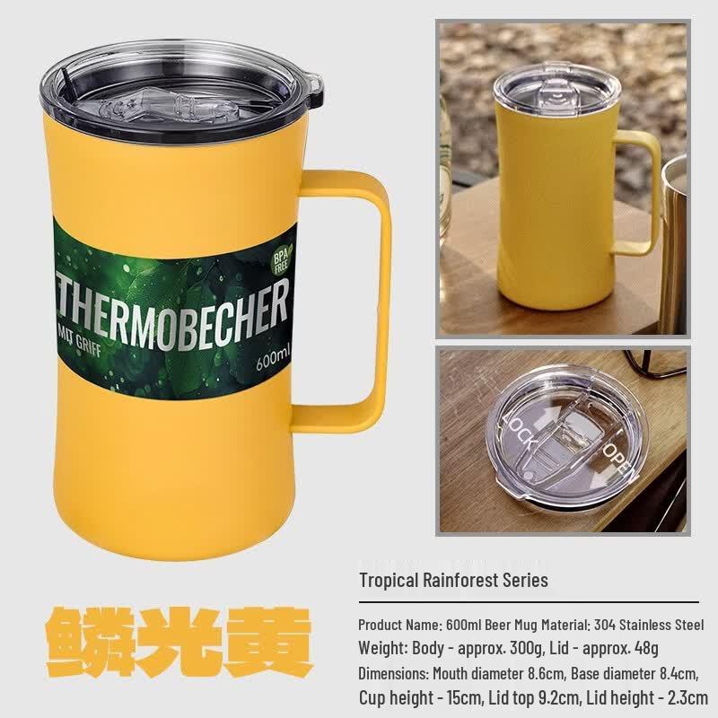 Gongziyu 600ml Insulated Stainless Steel Beer Mug