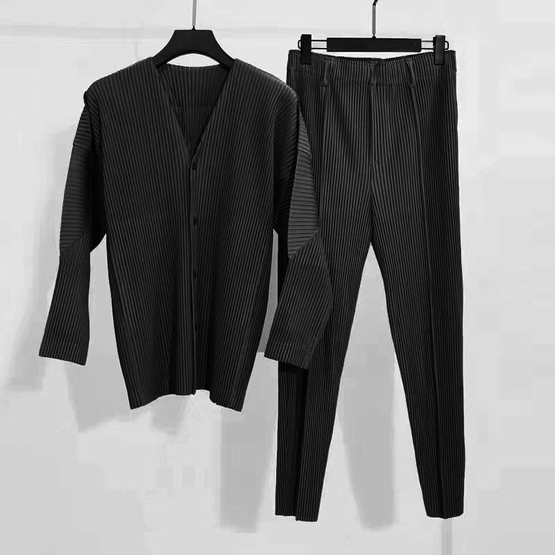 2024 Miyake Pleats Pánská bunda bez límce - Tenký, prodyšný a pohodlný jarní kardigan