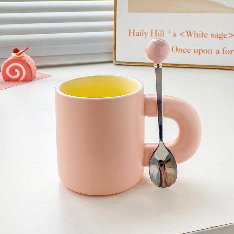 Korean Mug Niche Design Sense Ceramic Cup for Girls' Office High value Coffee Milk Cup
