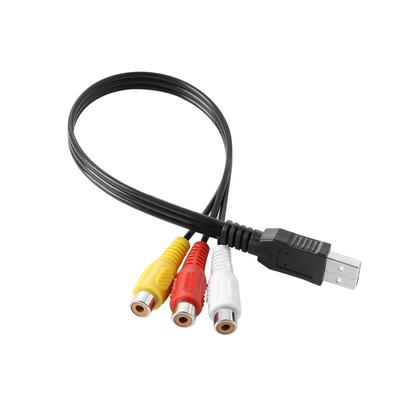 Audio USB 2.0 HDTV TV Video Adapter Converter Cable AV Cord USB Male To 3-RCA Female