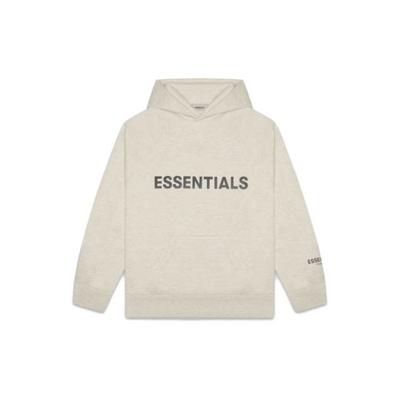 Fear of God Essentials FW20 3D silikonová aplikace mikina s kapucí Unisex mikina s kapucí Melír-Oves FOG-FW20-234
