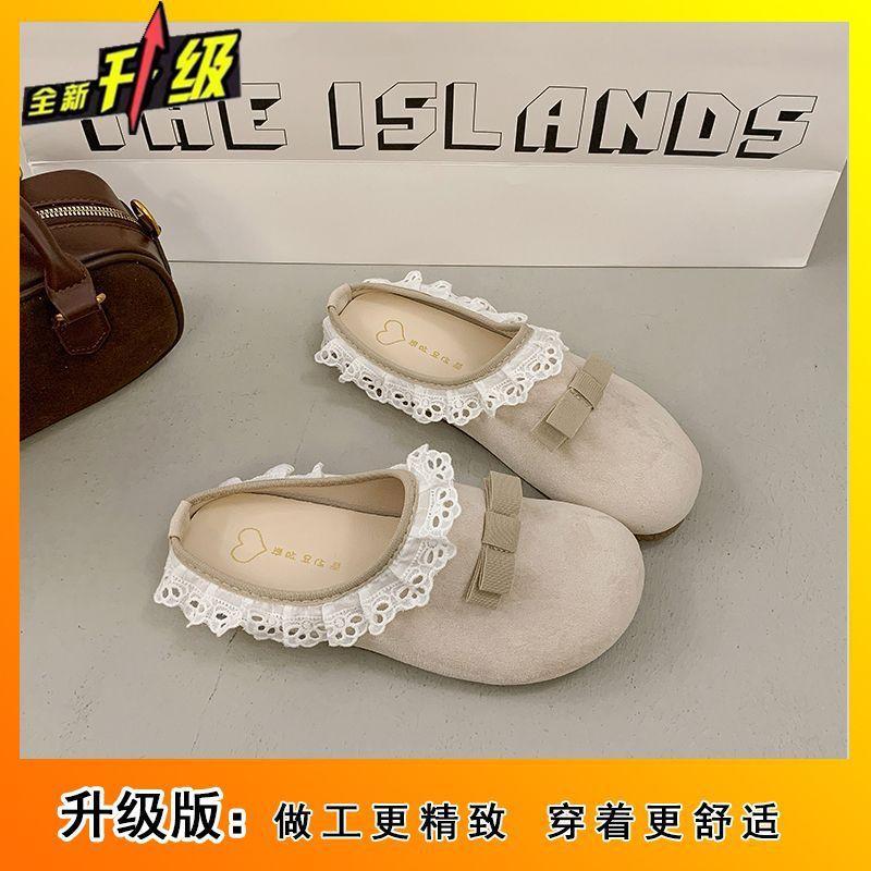 2025 new bow lace bag head half slippers women's summer wear with skirt lazy women's cool slippers