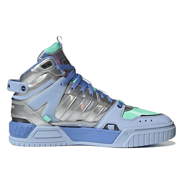 Adidas Neo D-Pad Mid Casual Slip-Resistant Durable High-Top Skate Shoes Unisex Sneakers Blue Silver HQ7026