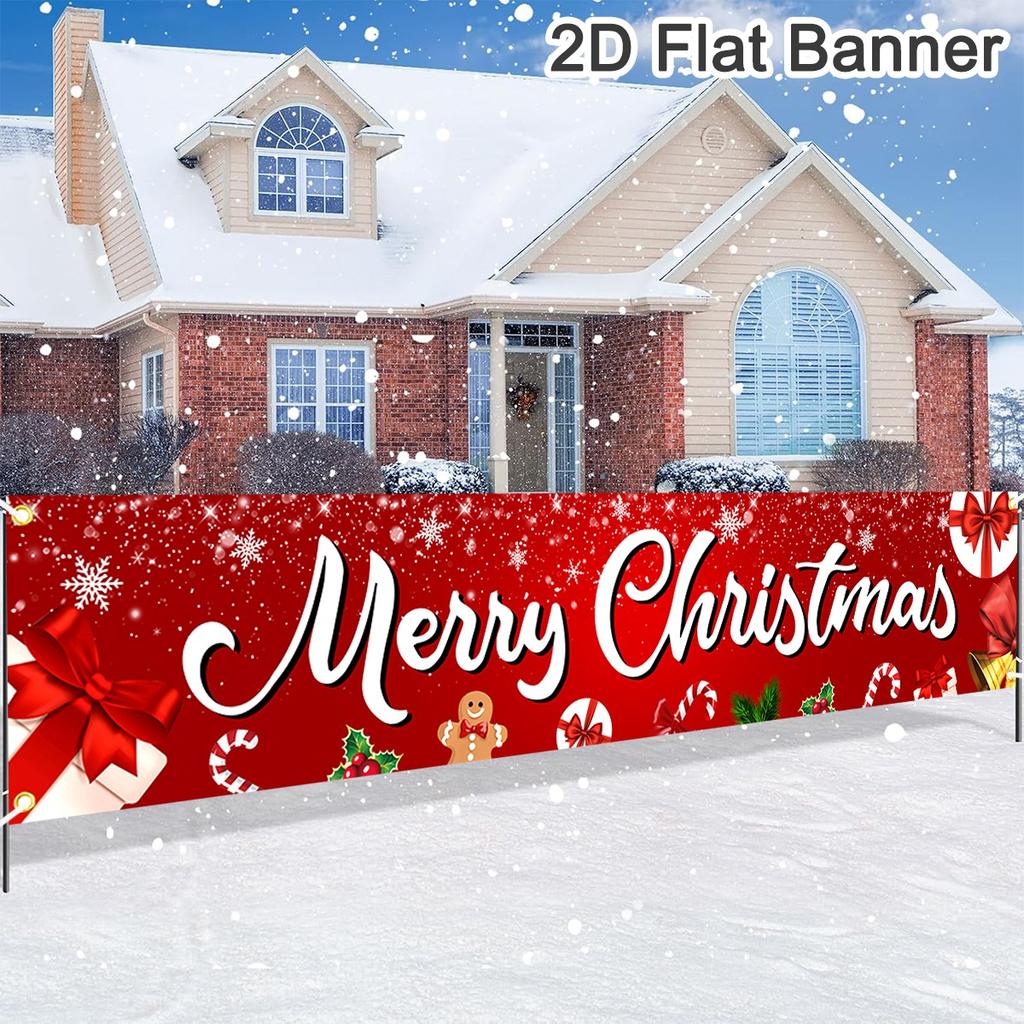 Christmas Outdoor Banner Flag Merry Christmas Decoration for Home 2026 Xmas Ornament Navidad Natal Noel Gift Happy New Year 2026