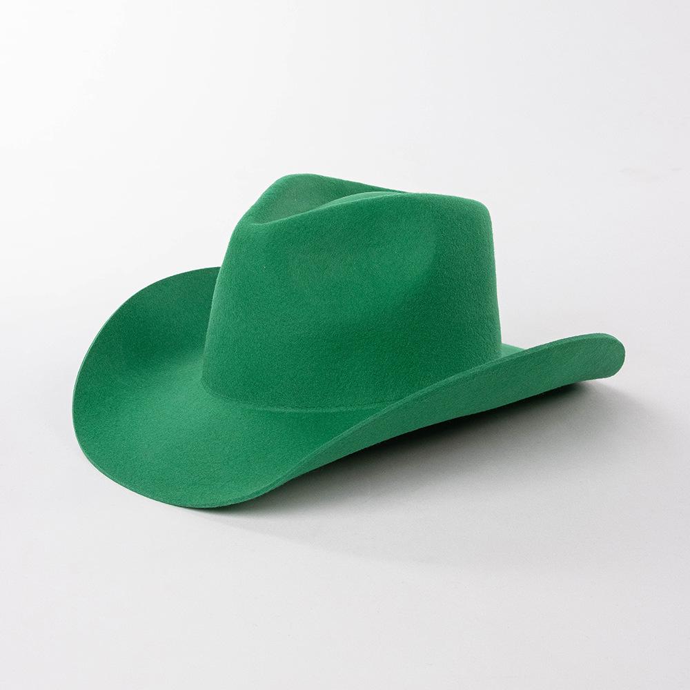 Chapeau de cowboy automne et hiver nouveau chapeau de cowboy en feutre de laine blanc chapeau jazz mode décontractée européenne et américaine chapeau de cowboy bouclé