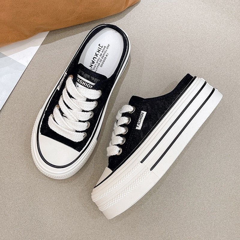 Internet celebrity bag head slippers women's summer outer wear 2025 new platform net shoes versatile breathable mesh half slippers popular
