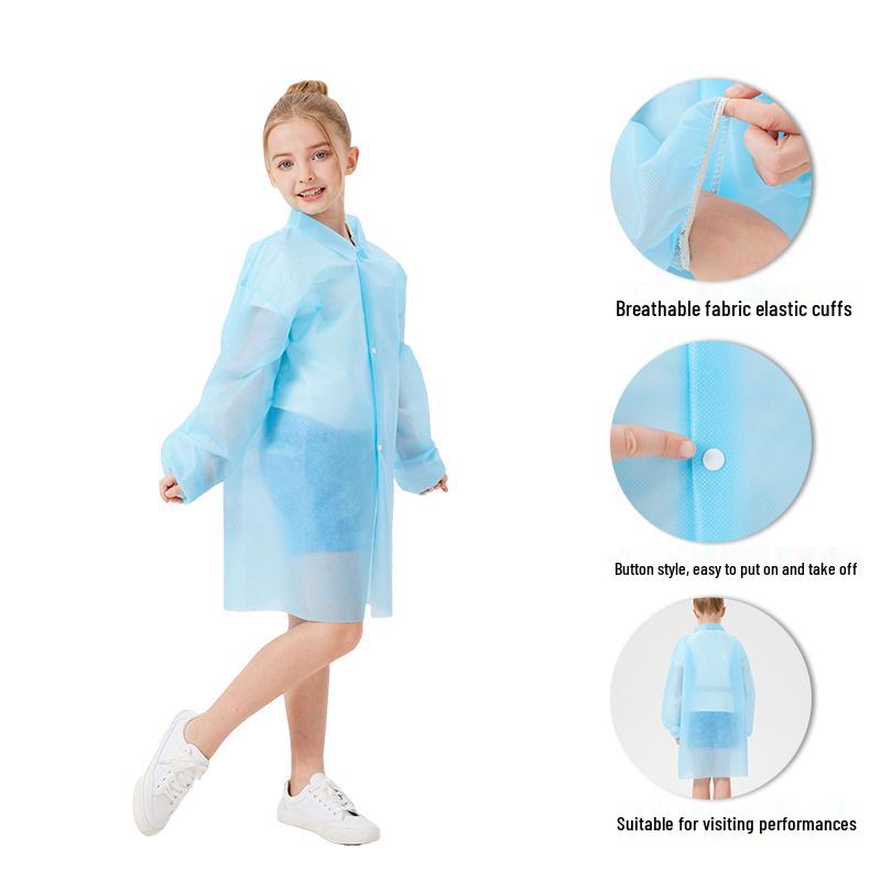 Children's Disposable Science Experiment Coat - Non-woven Protective Coverall for Painting and School Activities
