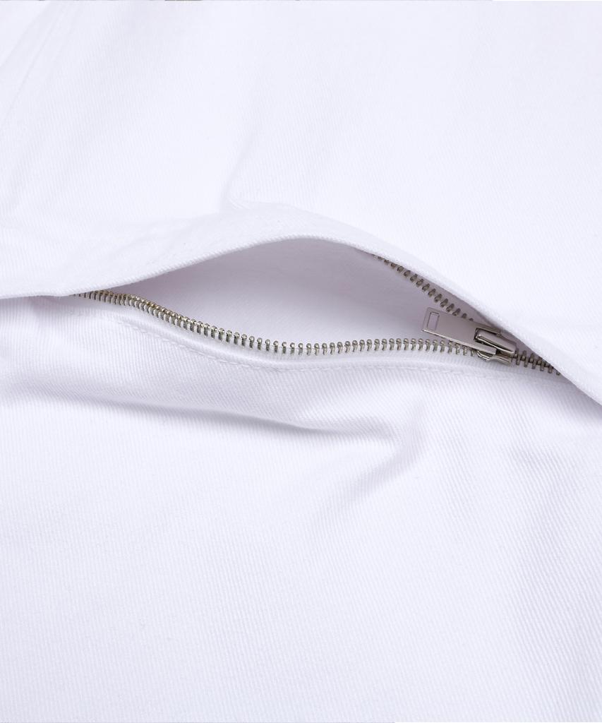 Eonibeu Open Zipper Rivet Denim Pants White