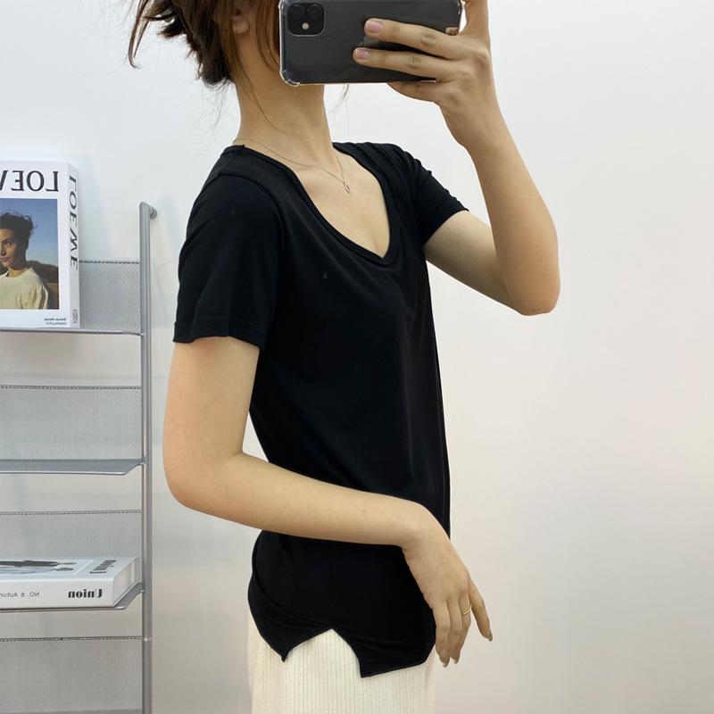 Women's Korean Style Slimming Modal Short Sleeve Top - Summer Fashion Round Neck Tee