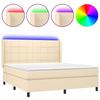 Exclusive House - Slatted Bed Base Mattress and LED Cream 160x200 Cm Fabric