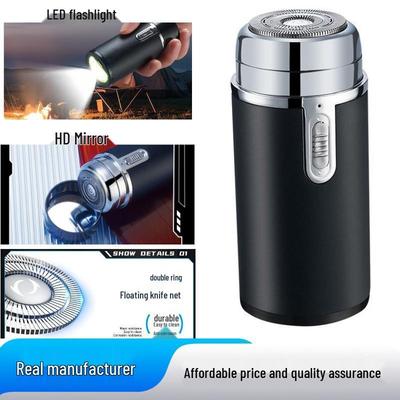 Men's Small Electric Razor: Steel Double Blade Beard Trimmer with USB Charging, Multi-functional Shaver.