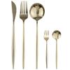 5Pcs Black Gold Dinnerware Set Knife Fork Spoon Flatware Set Stainless Steel Tableware Set Kitchen Cutlery Fruit Fork Silverware
