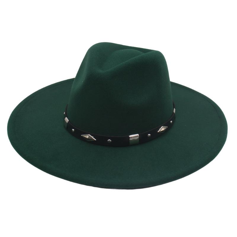 Big Brim Rhombus Metal Belt Accessories Jazz Hat Men'S And Women'S British Style Top Hat