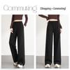 HSTYLE Women's Liquid Air Cotton High-Waisted Wide-Leg Split Hem Casual Pants