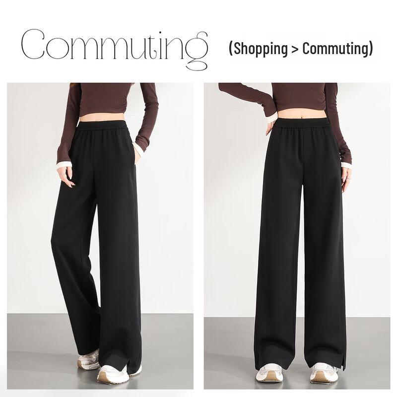 HSTYLE Women's Liquid Air Cotton High-Waisted Wide-Leg Split Hem Casual Pants