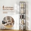 Set of 2 6-Level Bookshelves, Steel Frame, for Living Room, Office, Bedroom, Rustic Brown