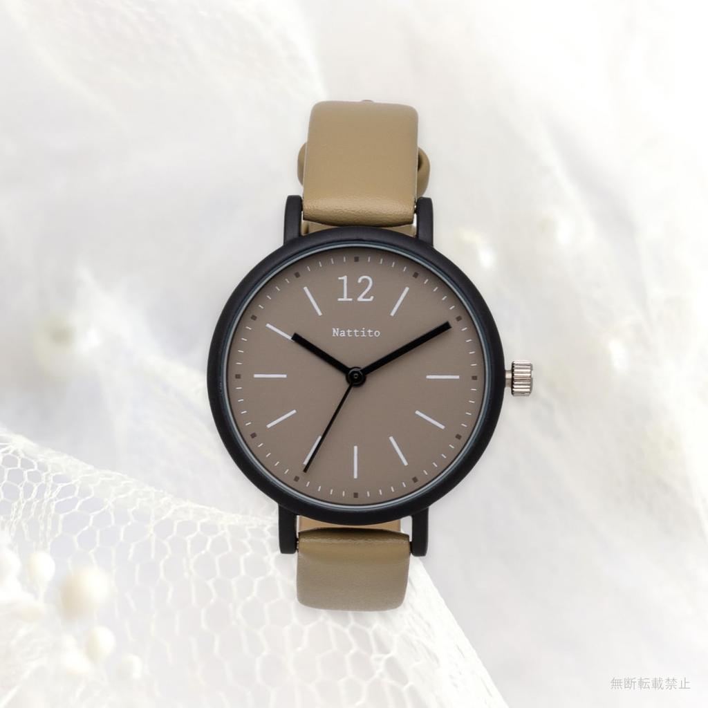 Watch Analog Leather Strap Matte Black Beige Noal [Fieldwork] Women's JN021-2