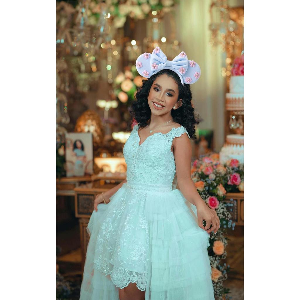 Cekinowa opaska z uszami myszki z brokatową kokardą Kostiumy cosplay Dekoracje na przyjęcie księżniczki dla dziewczynek kobiet