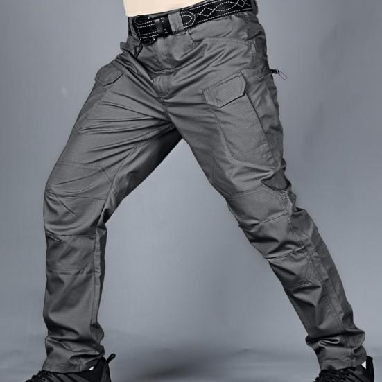 Men Tactical Training Pants Cotton Linen Blend Multiple Pocket Urban Commuter Cargo Trousers Slim Fit Joggers for Work Exercise Outdoor Fishing