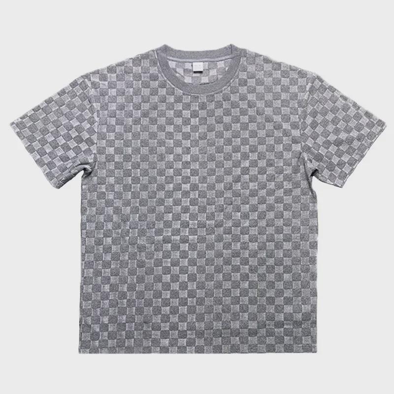 2024 Men's Jacquard Plaid Short-Sleeve T-Shirt and Loose Fit Casual Shorts Set