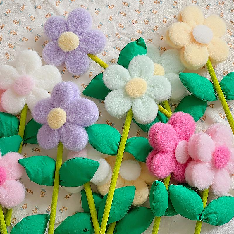 1PC Plush Fabric Flower Creative Fabric Flower Desktop Decoration Fake Flowers Flower Branch Ornaments 23cm