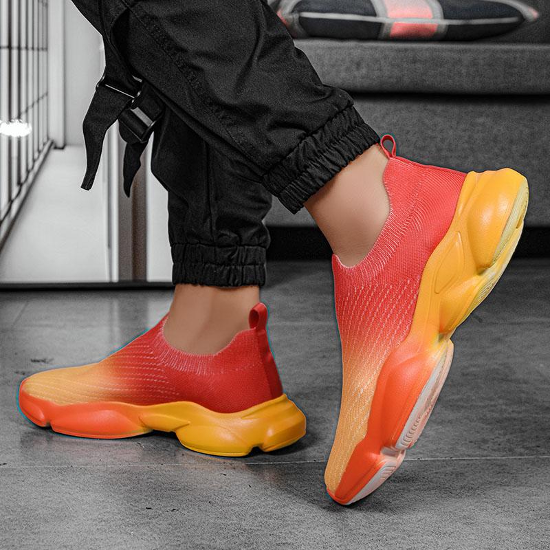 Fashion lightweight flying woven sports shoes for men low top breathable student youth fashion shoes for men running shoes