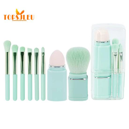

Набор кистей для макияжа для путешествий, 8 шт./компл., выдвижной, портативный, с мягкой синтетической щетиной, красота на ходу светло-зеленый