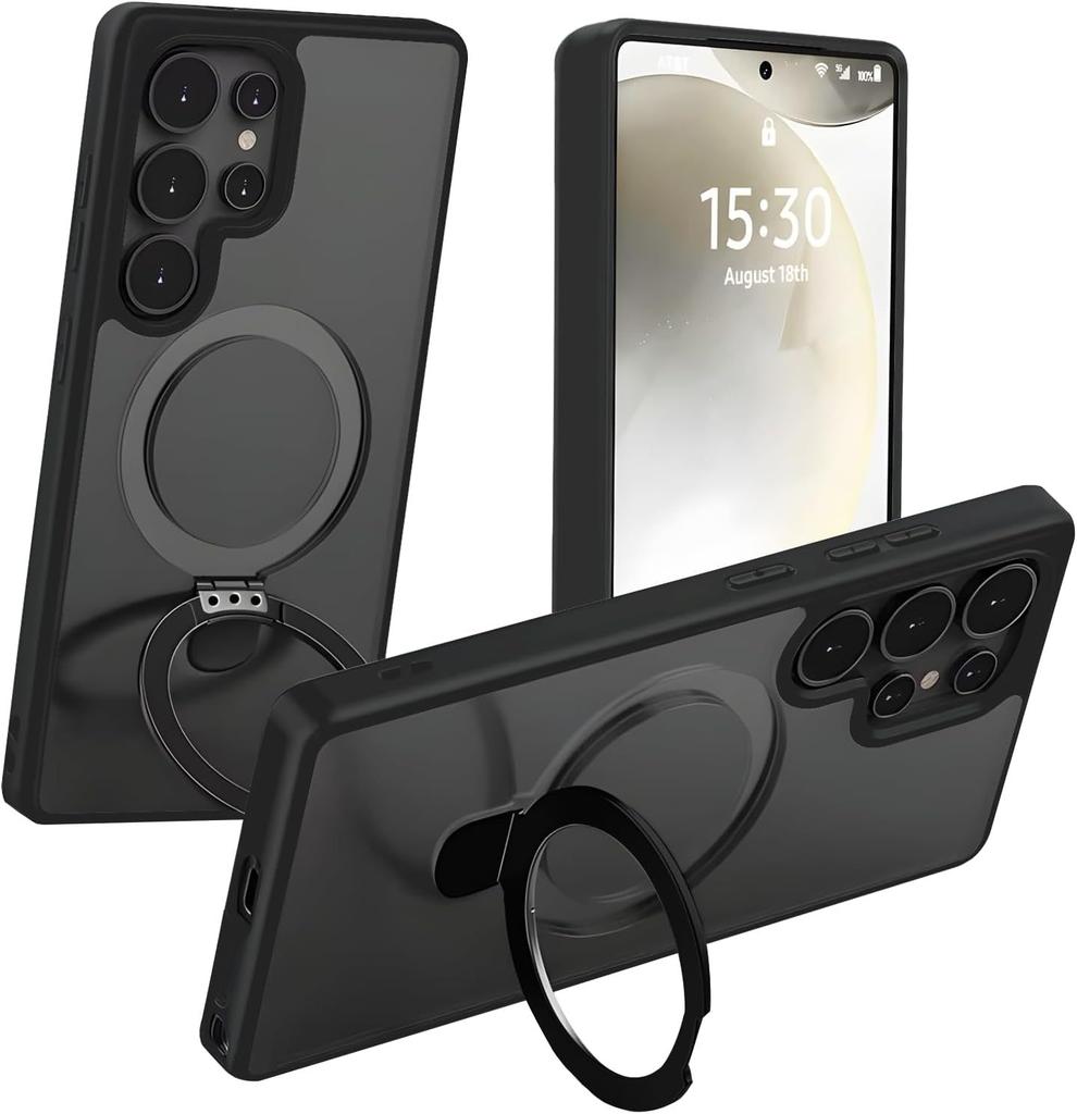 Case for Samsung S25 S24 S23 S22 Ultra Magnetic Bracket Protective Cover Anti-Fingerprint Shock Proof With Holder Tough Case