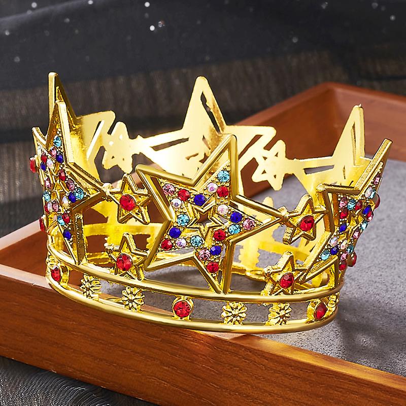Luxury Star Tiaras Rhinestone Crown for Birthday Cake Topper Decoration Headwear Small Diadem Gift Accessories
