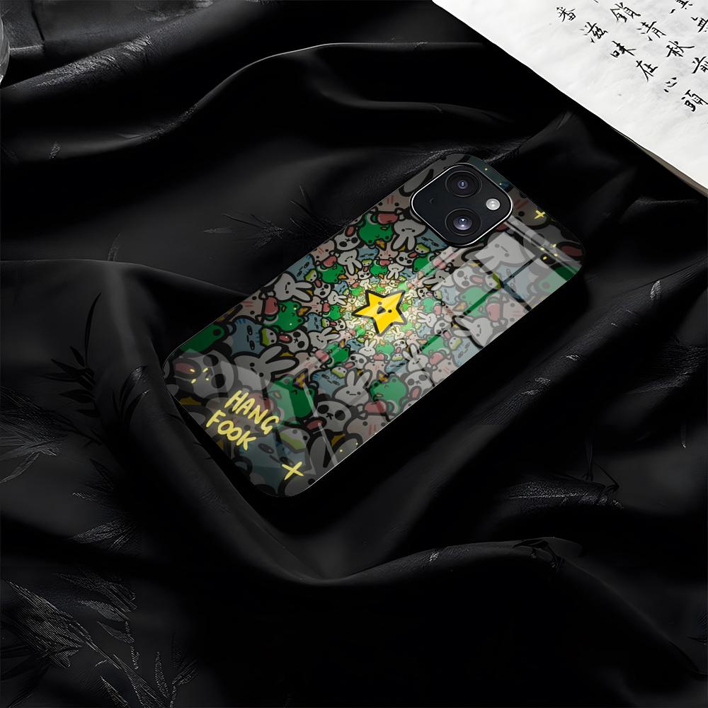 

Hangfook Cute Phone Case For IPhone 17 Pro Max 16 15 14 Pro Max 13 11 Plus Glass Cover iPhone 12 Pro Max