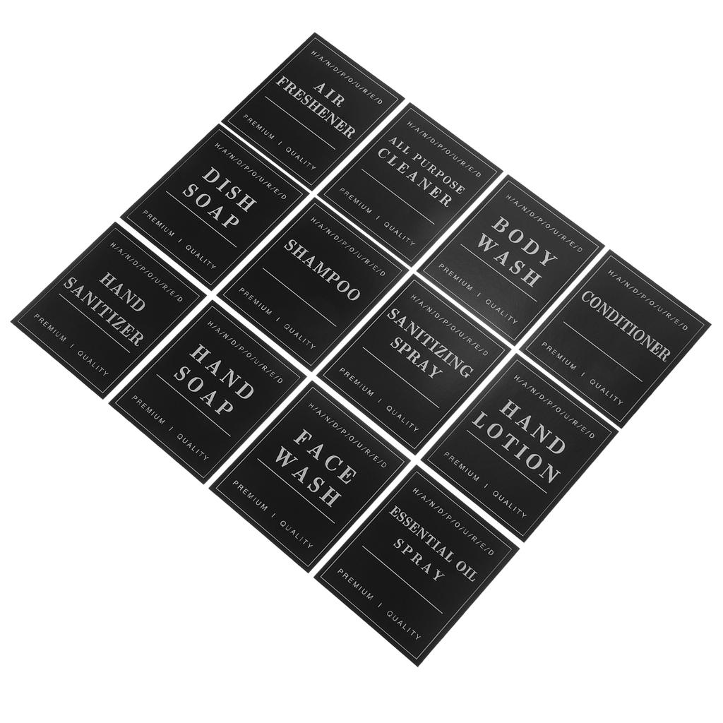 12 Pcs Body Wash Bottle Label Sticker Bathroom Shampoo Labels for Containers Adhesive Glass
