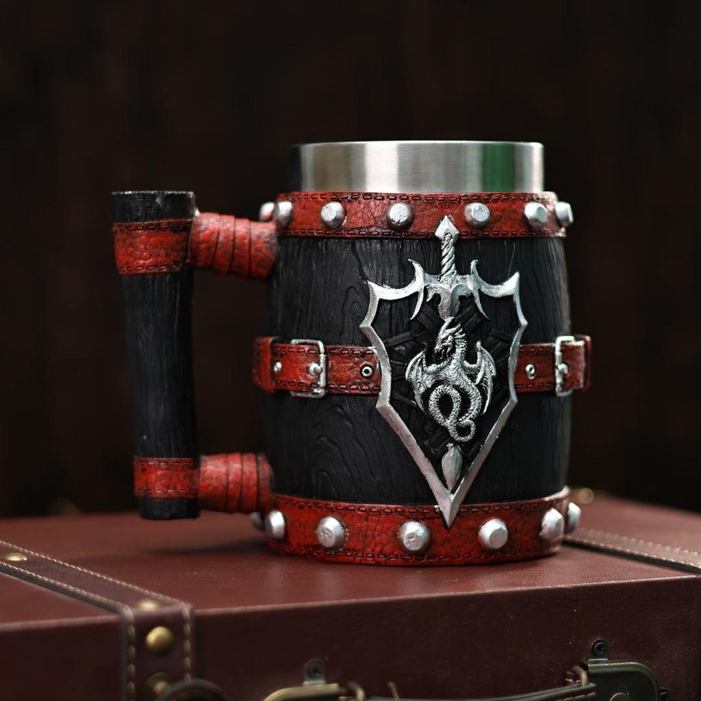 Handcrafted Wooden-Style Barrel Beer Mug with Stainless Steel Lining – Large Capacity