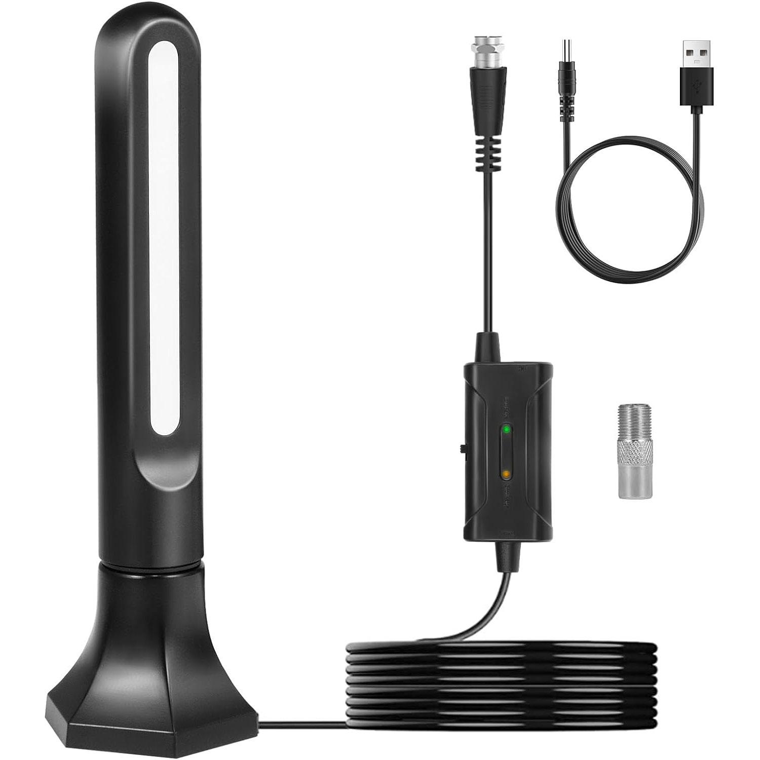 

2023 Усиленная цифровая телевизионная антенна высокой четкости, дальность действия 250+ миль в помещении/на открытом воздухе — поддержка переключателя усилителя 4K, усилитель сигнала — 19,6-футовый коаксиальный кабель TX018 ЧЕРНЫЙ