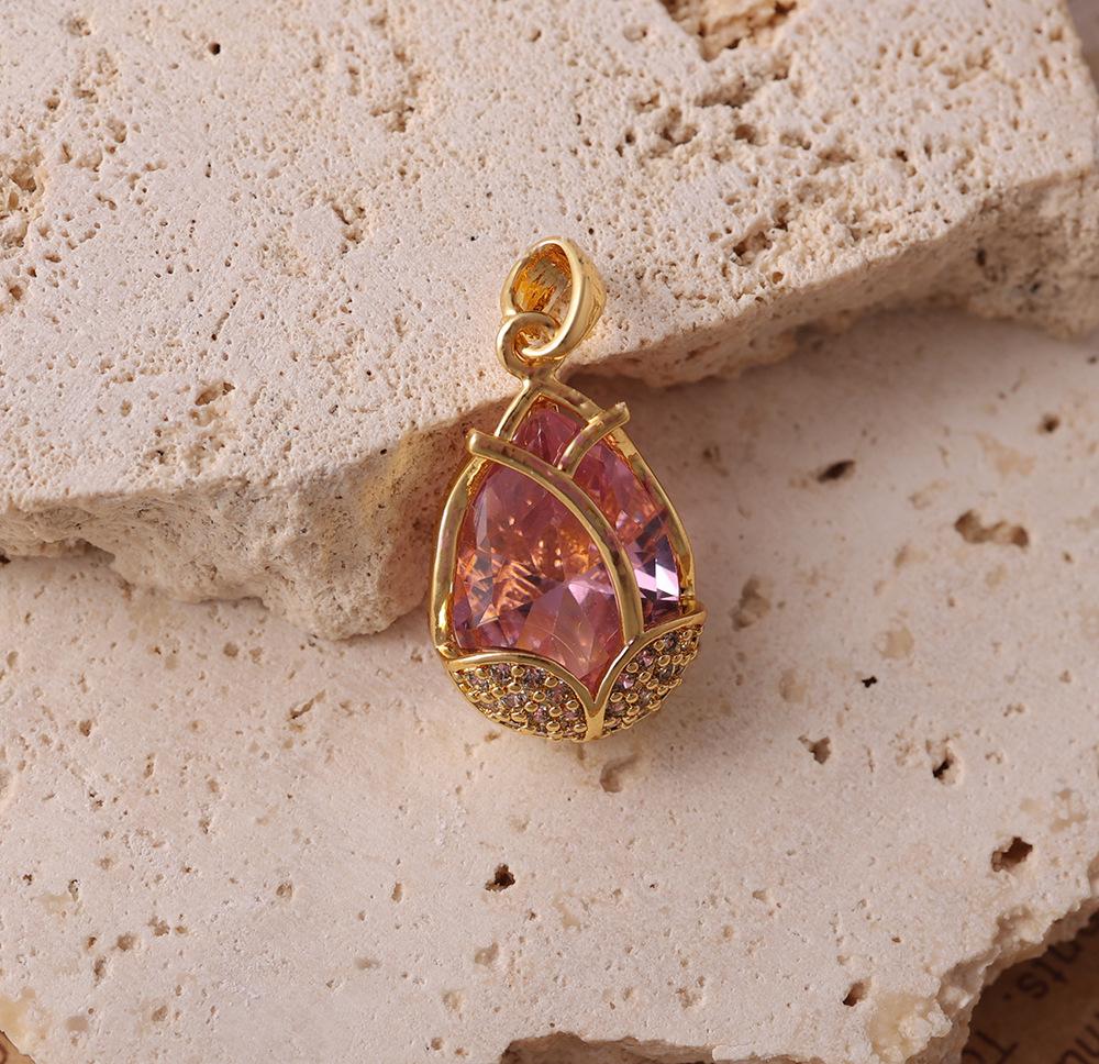 Elegant Two-Tone Water Drop Diamond Pendant Necklace - Gold/Silver, Multi-Color Women's Fashion Jewelry