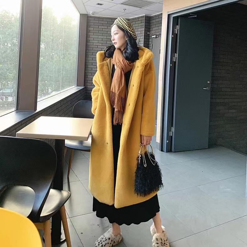 Winter Women High Quality Faux Mink Fur Coat Luxury Long Fur Coat Loose Lapel OverCoat Thick Warm Plus Size Female Plush Coats