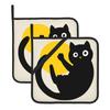 Süßes schwarzes Katzen-Topfhalter-Set, 2 Stück, hitzebeständig für Küche, Mikrowelle, Backofen, heiße Gerichte und Grill