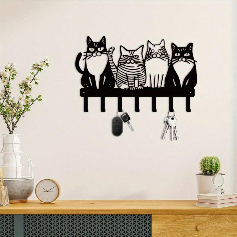 1 PC Charming Cat-Themed Metal Wall Hook - Perfect For Towels, Coats, And Keys - Ideal Gift For Cat Lovers - Versatile Home Decor,