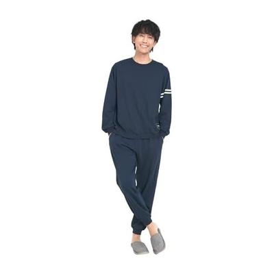 [ON NISHIKI] Men's Sweatshirt, Top and Bottom Set, Long Sleeve, 35% Cotton, Pajamas, Large Size, Spring, Autumn, Mini Fleece, Room Wear Setup, Long
