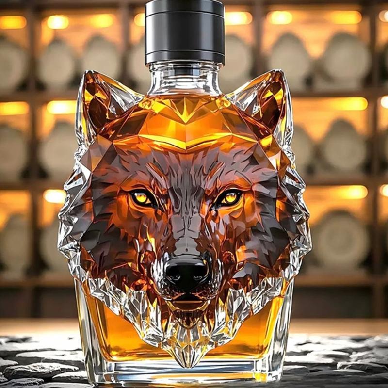 Artistic Wolf Head Decanter High Borosilicate Glass Wine Bottle Bourbon Dispenser For Gift And Collectors Home Bar