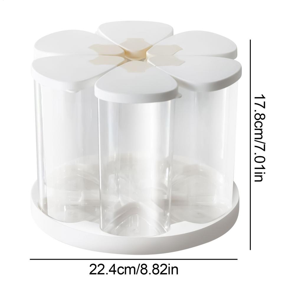 

Grain Dispenser Rotating Grain Storage Container Cereal Dispenser 6-Grid Storage Containers Kitchen Supplies for Flour Sugar