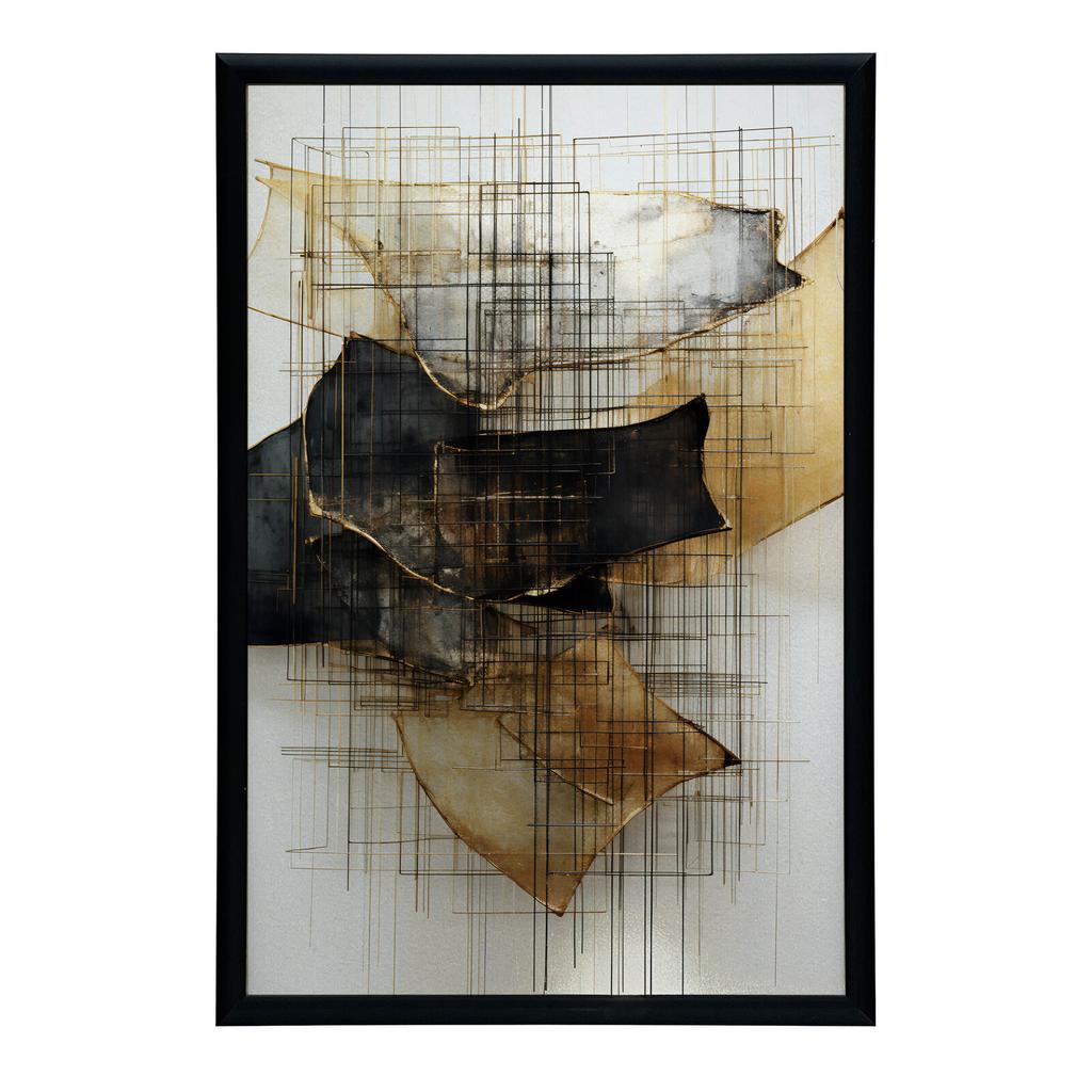 Gold and Black Sculpture In Space Gold and Black Sculpture In Space, 50X70 Cm, Gold Aluminum Frame, 230 Gsm Matte Paper