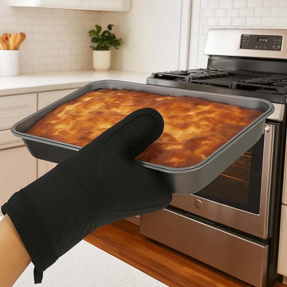 1 Pair Baking Utensils Silicone Oven Gloves Anti-Scalding Thick Insulated Gloves Heat Resistant Oven Mitts Home