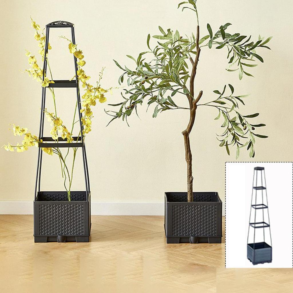 Pflanzkasten mit Rankgitter 114cm Selbstbewässernd Robustes Outdoor Hochbeet mit Rankgitter für Innenwohnung Balkon Garten