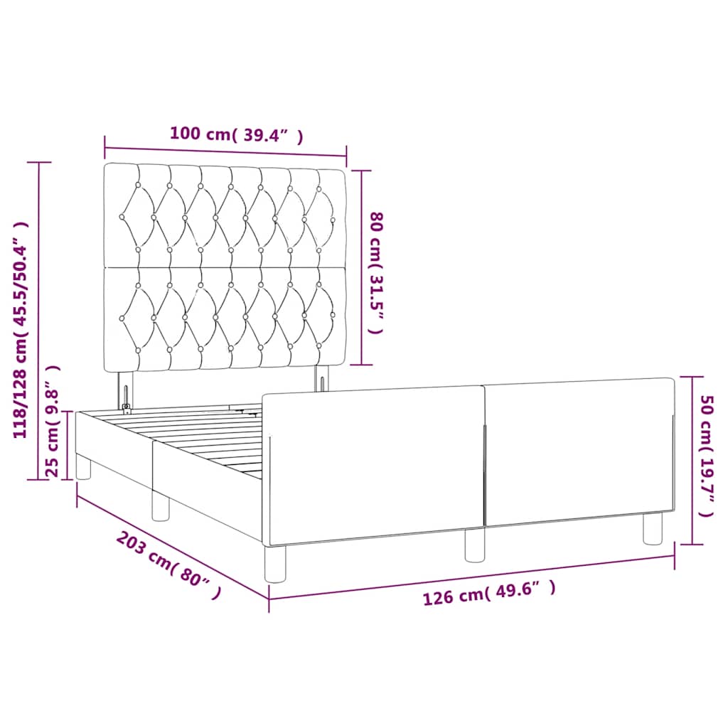 Bed Frame (No Mattress) Dark Green 120x200 cm Velvet