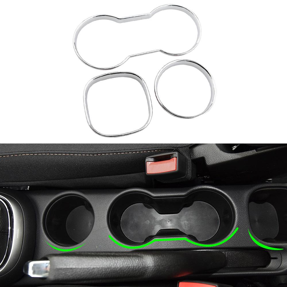 3Pcs/set ABS Chrome Car Water Cup Holder Panel Frame Trim Sticker for Chevrolet Trax 2014 - 2018 Car Interior Decoration Covers