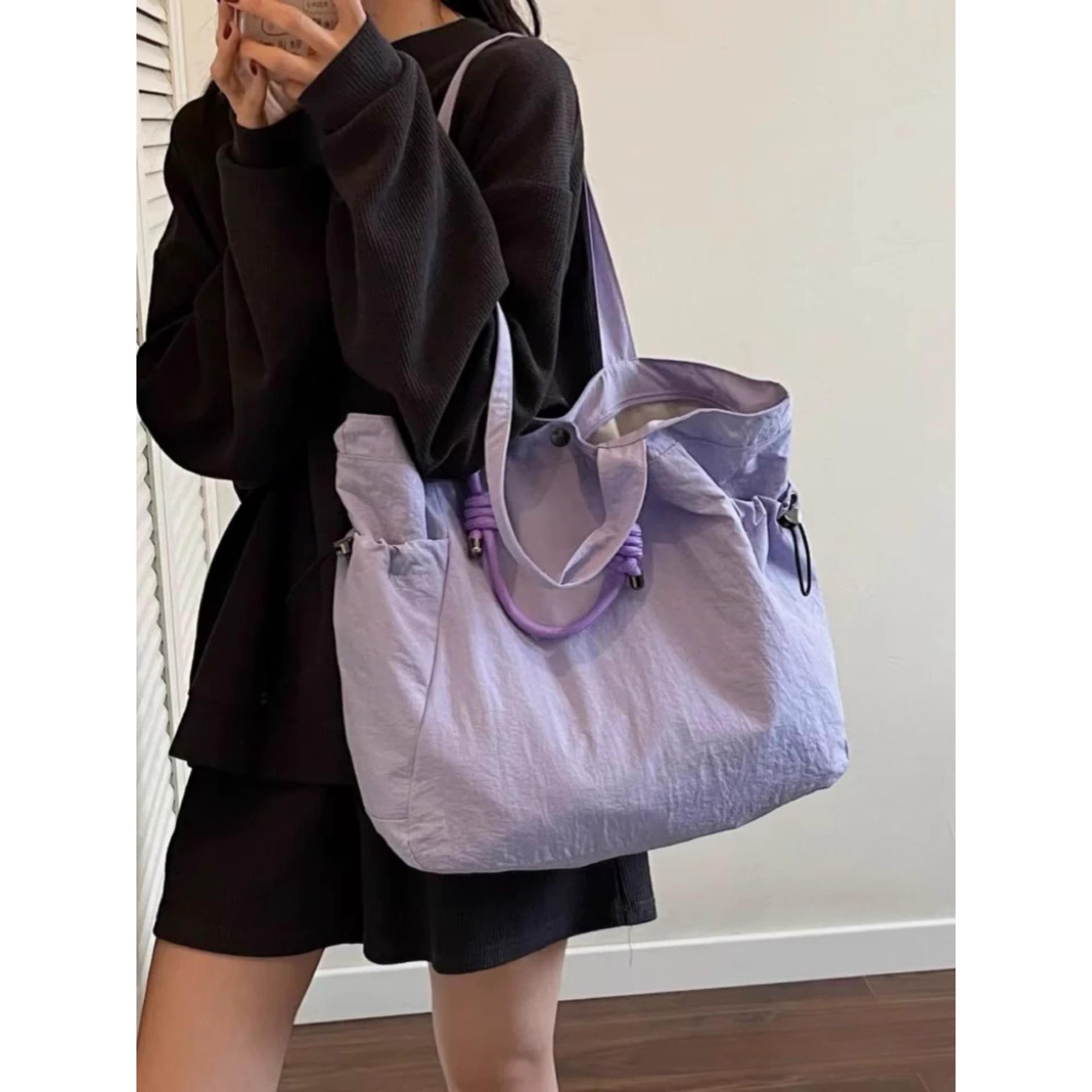 

Новая дорожная сумка-тоут женская легкая нейлоновая ткань досуг спортивная сумка большая вместимость плечевая портативная универсальная сумка фиолетовый