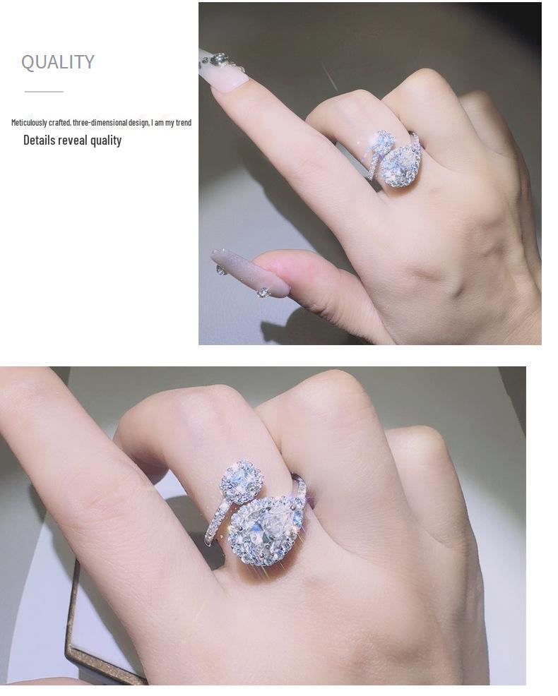 2 Carat Water Drop Moissanite Ring for Women, D Color, VVS1, Micro-set, Diamond Pen Tested, New European & American Style
